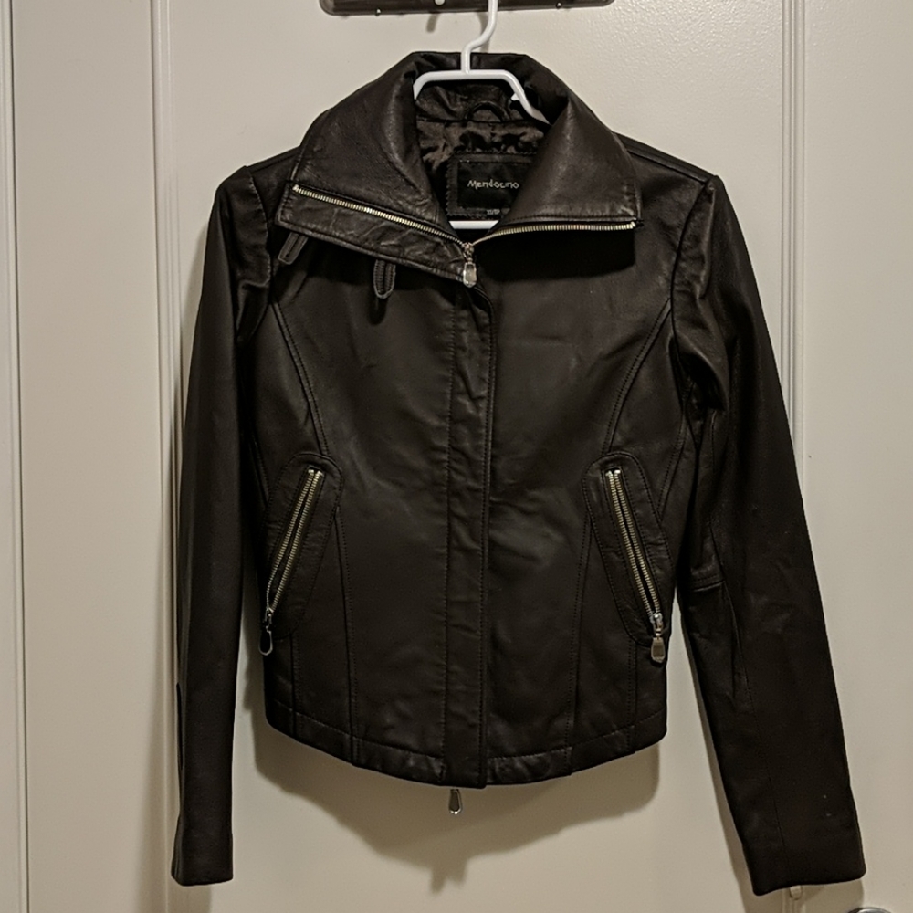 Mendocino 100% Brown Leather Biker Jacket
